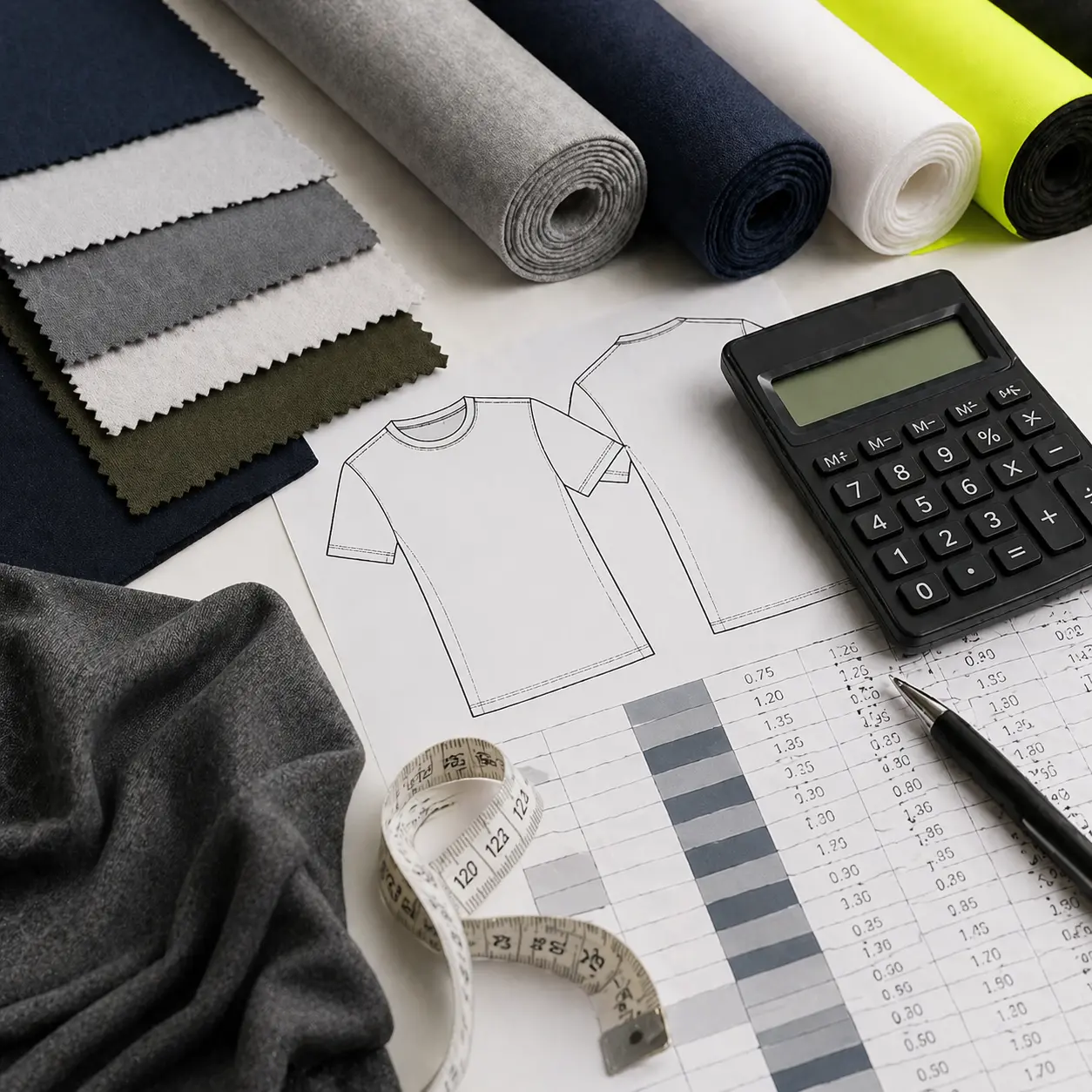 Measurement spec sheet used during apparel quality inspection